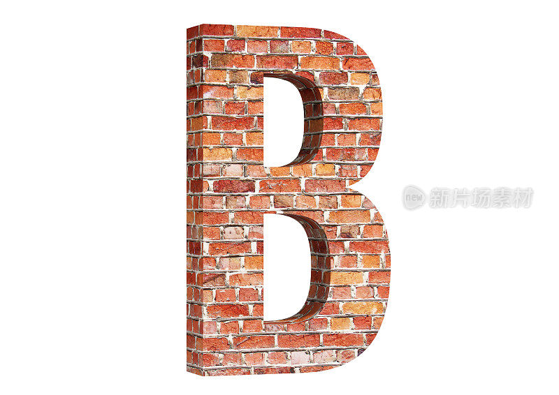 3D插图B砖字体3D渲染