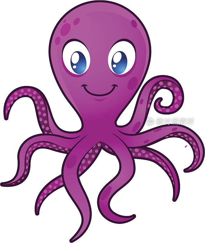 微笑的蓝眼睛章鱼移动它的八个触角