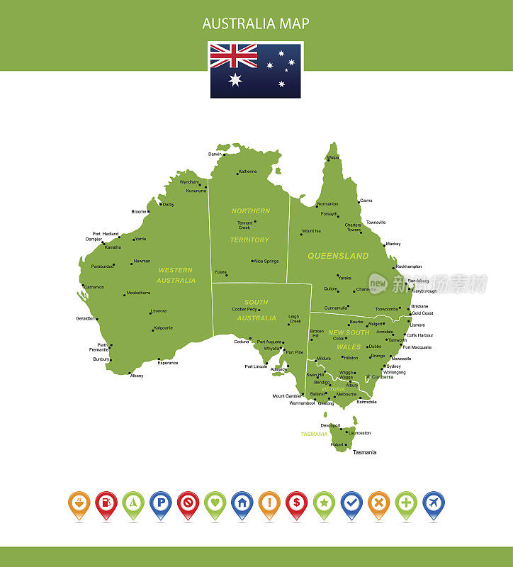 澳大利亚绿色地图