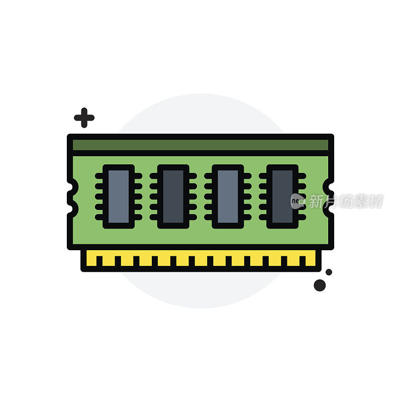 计算机组件Ram概念孤立线矢量插图可编辑图标