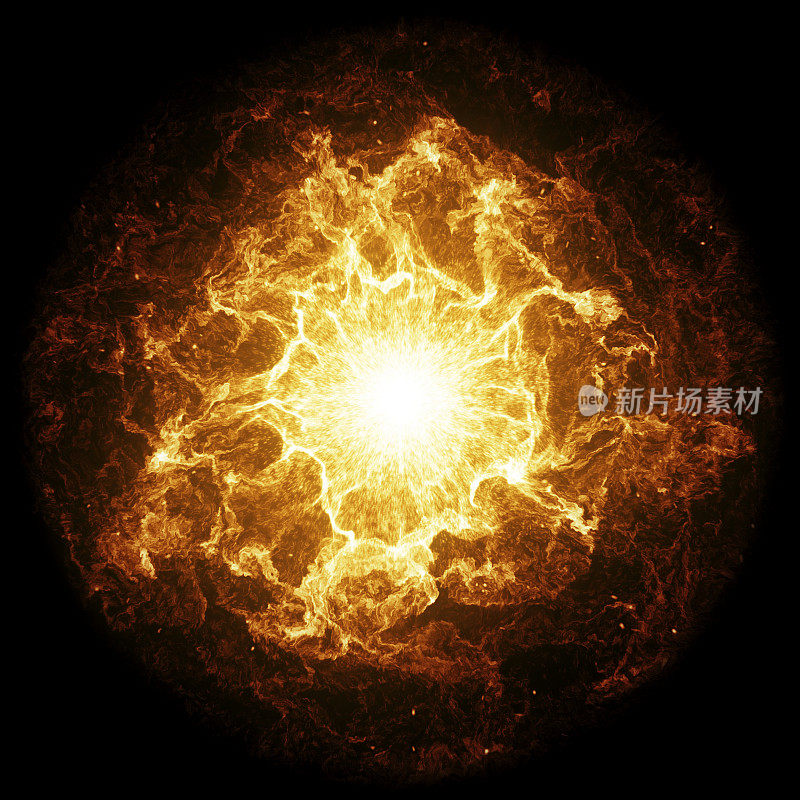 地狱的火球。抽象的燃烧球体与炽热的火焰。