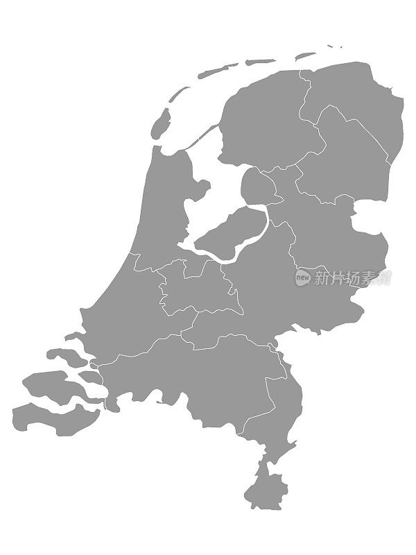 荷兰地区的灰色地图