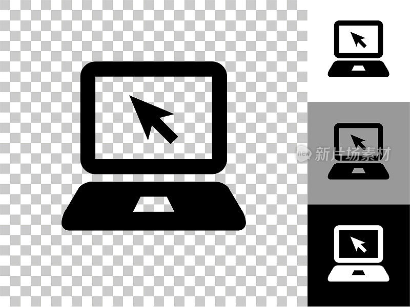 笔记本电脑图标在棋盘透明的背景