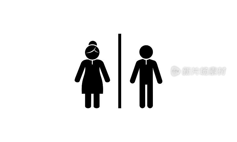 男人和女人签到厕所或厕所