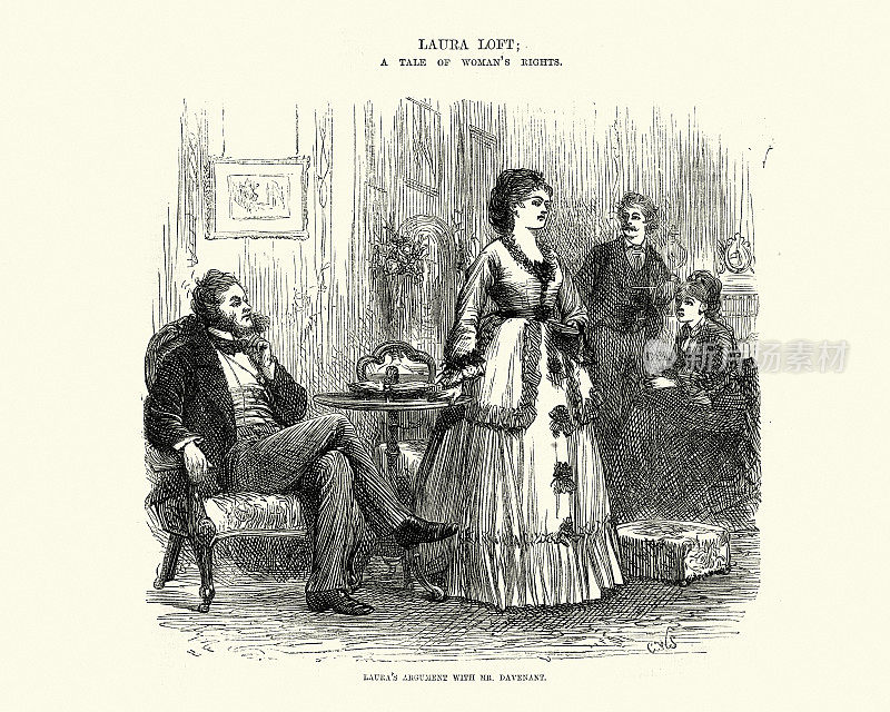 一个女人在和一个男人吵架，维多利亚时代，19世纪70年代