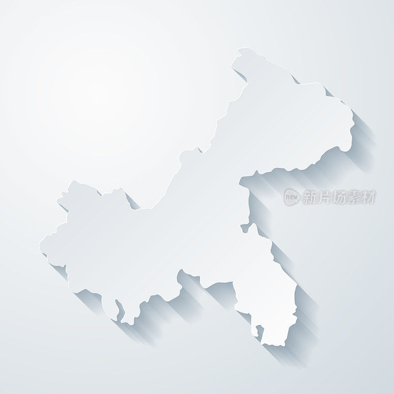 重庆地图与剪纸效果空白背景