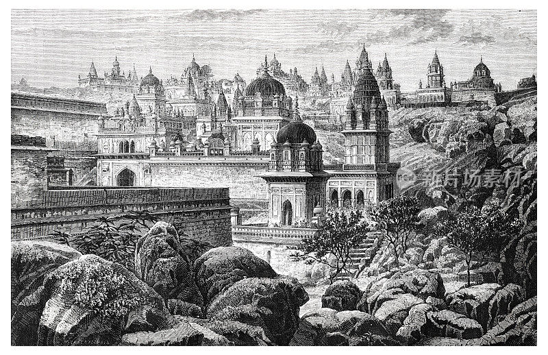 1872年，印度瓜里尔附近Sonagiri的耆那教寺庙