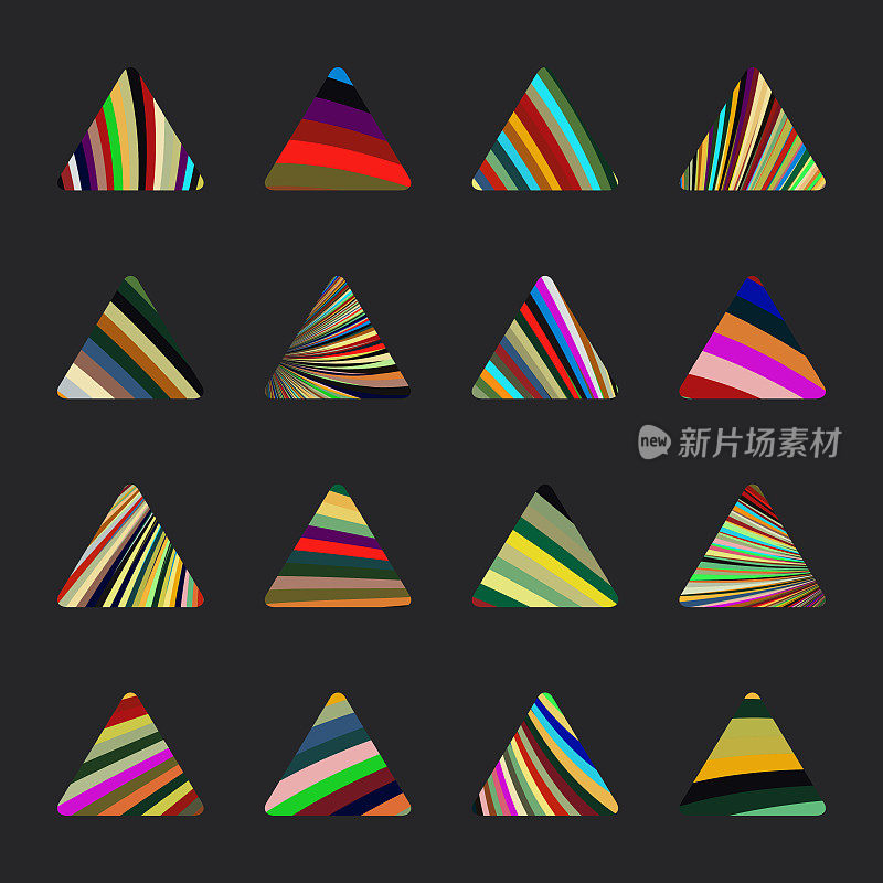 颜色条纹图案三角形按钮系列