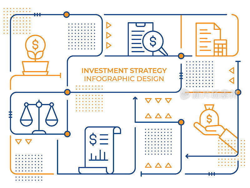 投资策略矢量线插图信息图形设计模板