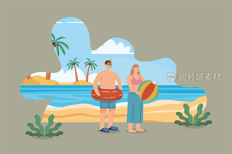 海景与游客夫妇