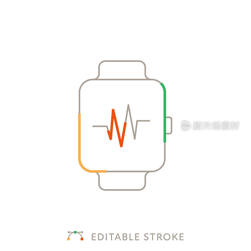 智能手表多色线图标与可编辑的Stroke