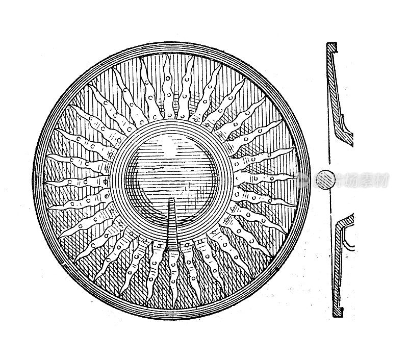 古色古香的插图:rondache或roundel