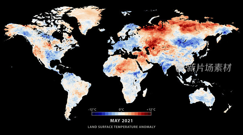 世界地图地表温度异常2021年5月