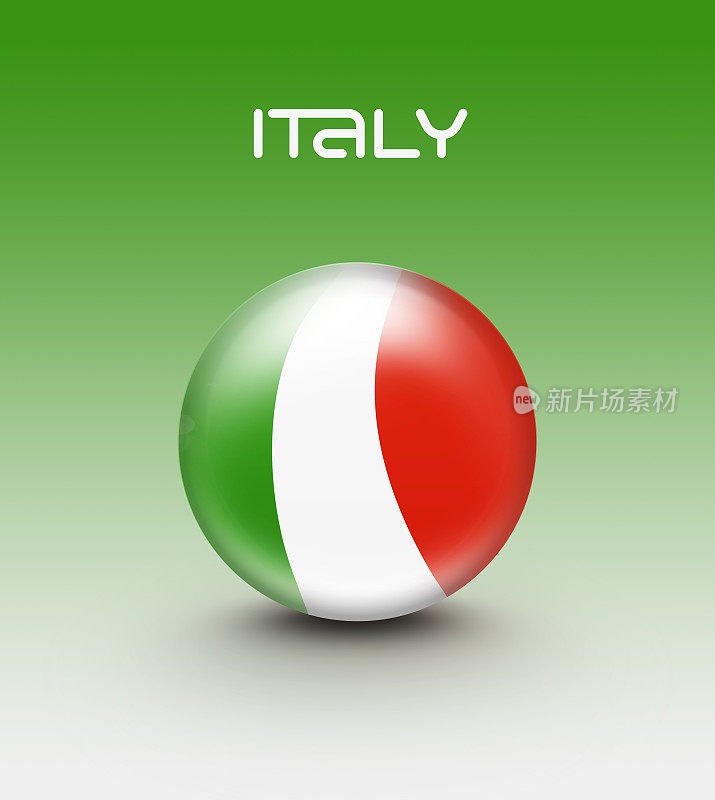 色彩为国旗背景的意大利足球