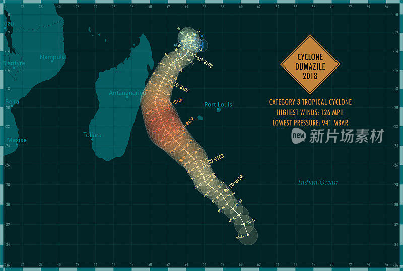 2018年杜马ile气旋追踪南印度洋信息图