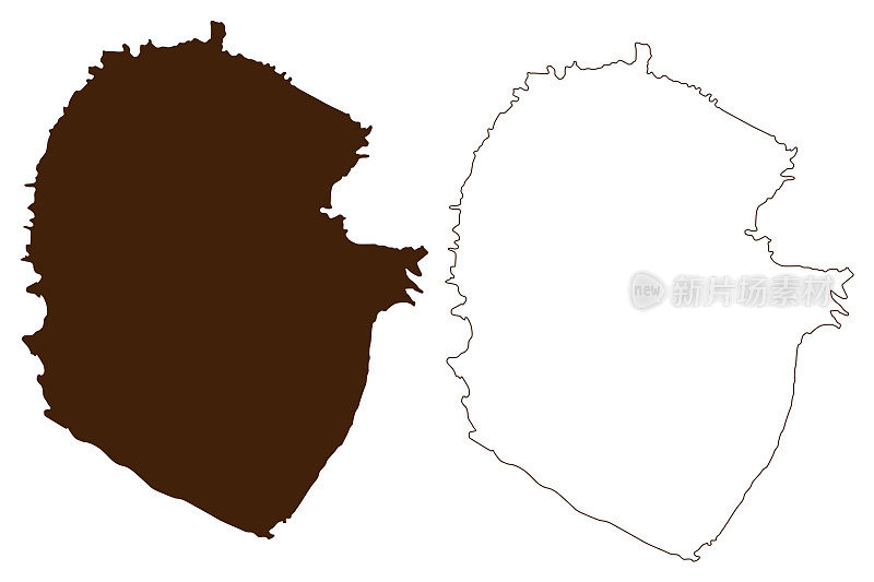 古关岛(北马里亚纳群岛联邦、太平洋、美国)地图矢量插图，涂鸦古关地图草图