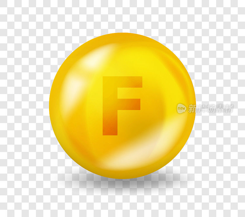 维生素F必需脂肪酸。维生素复合插图概念。F必需脂肪酸丸胶囊。黄色药物营养设计。