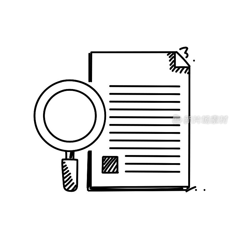 审核线图标,草图设计,像素完美,可编辑笔画。会计,财务分析。