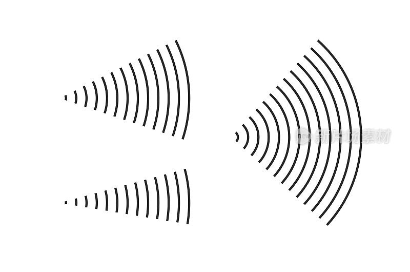 波信号无线电声呐效应矢量线或天线辐射振动声波环方式剪贴画径向笔画图标，角频率电波广播，微波发射剪贴画可编辑图像
