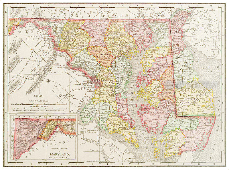 1899年美国特拉华州和马里兰州地图