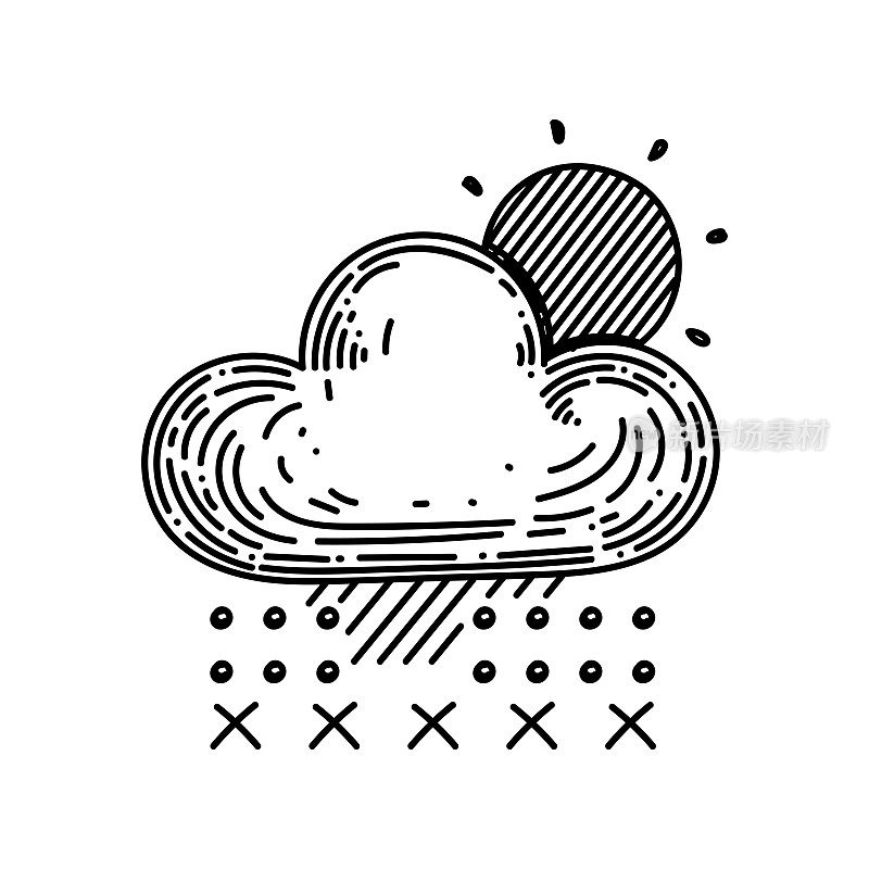 天气线图标,草图设计,像素完美,可编辑的笔画。