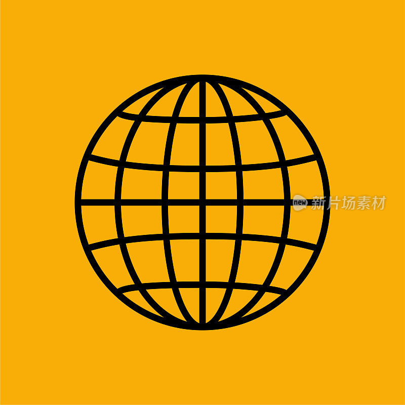 地球的图标，标志，在黄色背景。