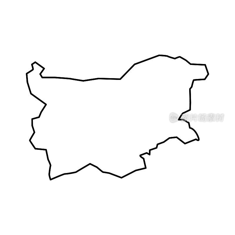 保加利亚的地图。保加利亚线性风格。线性图标