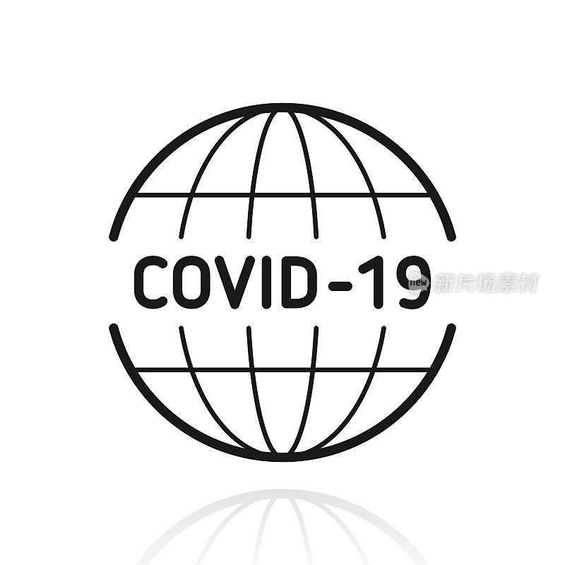 Covid-19全球大流行。白色背景上反射的图标