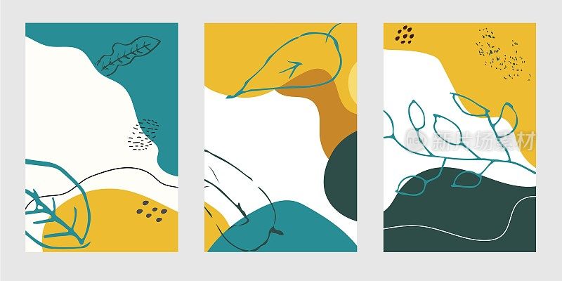 集现代花卉矢量彩色粉彩抽象背景