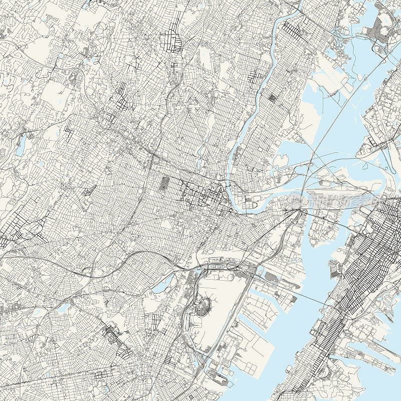 纽瓦克，新泽西州，美国矢量地图