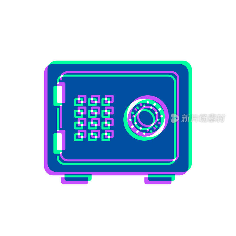 保险箱。图标与两种颜色叠加在白色背景上