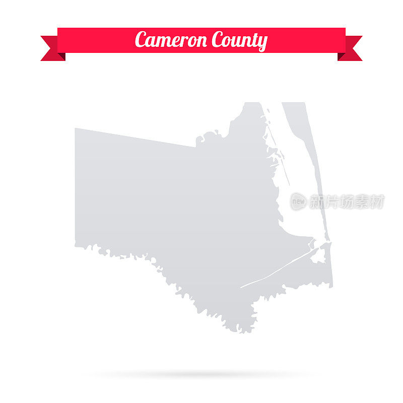 卡梅伦县，德克萨斯州。白底红旗地图