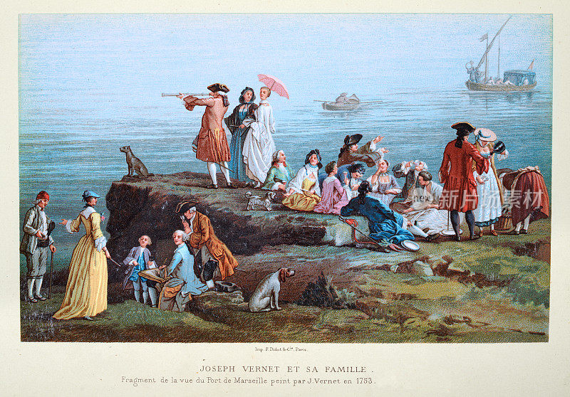 约瑟夫・韦尔内和他的家人,马赛港风景片段,1753年,18世纪法国艺术