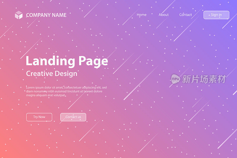 登陆页面模板-时髦的星空与粉红色的渐变