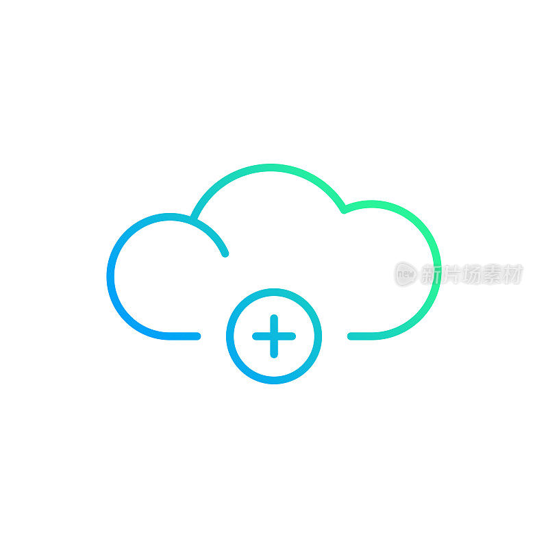 添加到云计算梯度线图标。Icon适用于网页设计、移动应用、UI、UX和GUI设计。