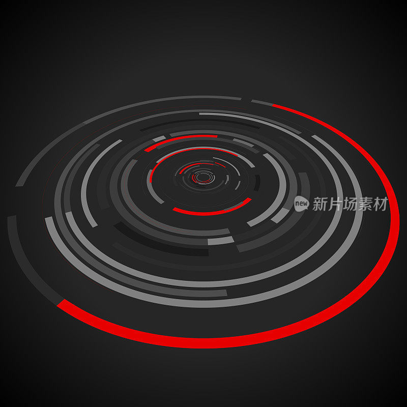 灰红色抽象圆形背景图案的三维透视插图