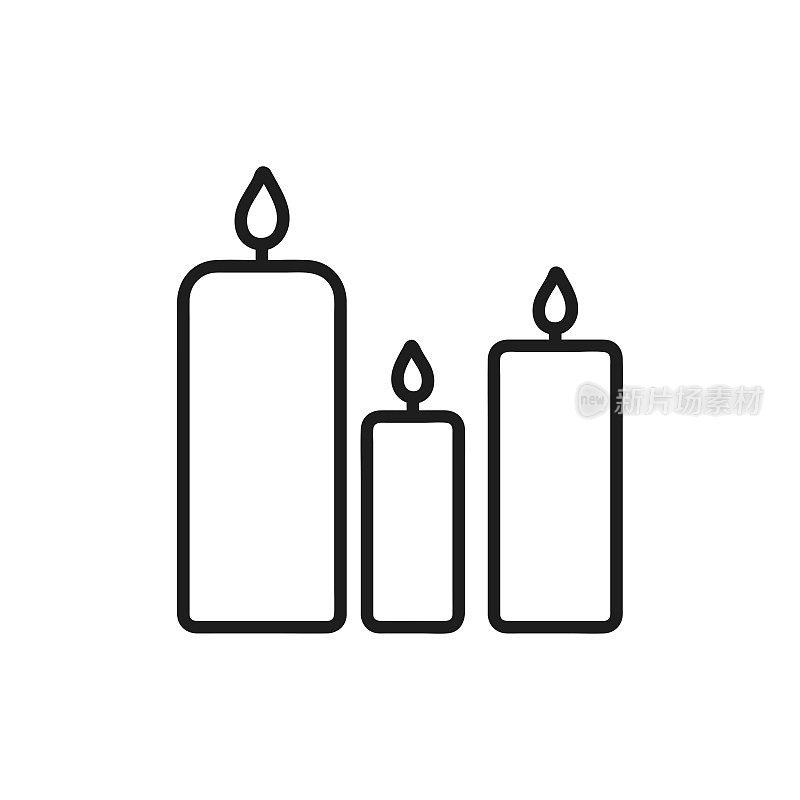三支蜡烛庆祝的黑白插图