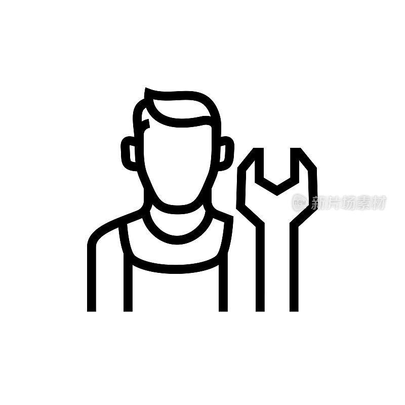 修理工线路图标。汽车服务,汽车配件。