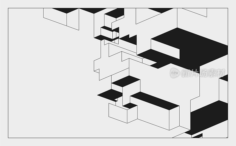 抽象黑白三维几何极简主义立方体横幅图案背景