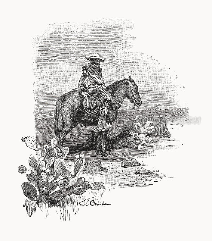 智利边境哨所过去，木刻，1899年出版