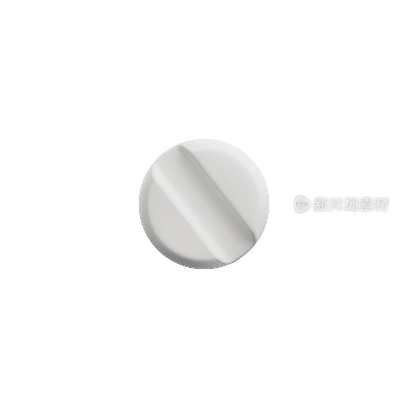圆形药丸或片剂模型现实单色矢量插图隔离。