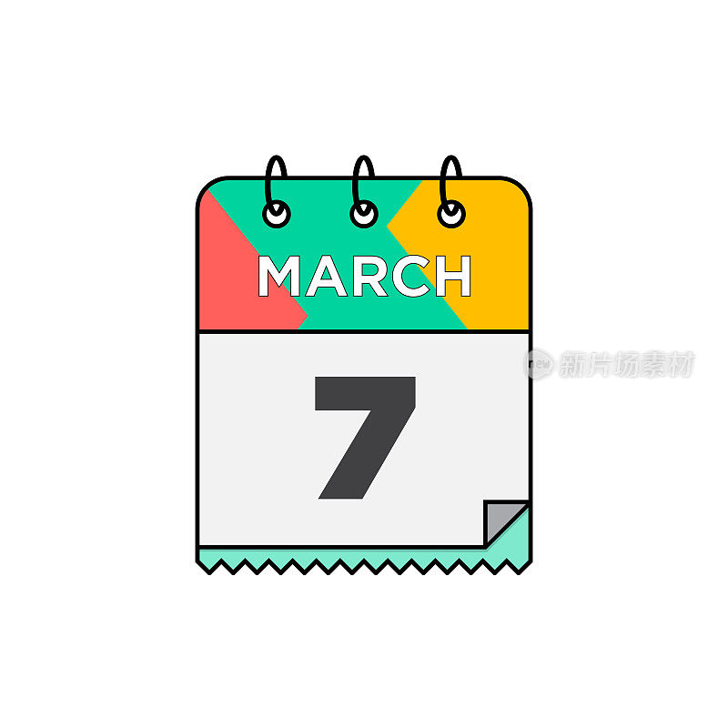 三月月-每日日历图标在平面设计风格股票插图