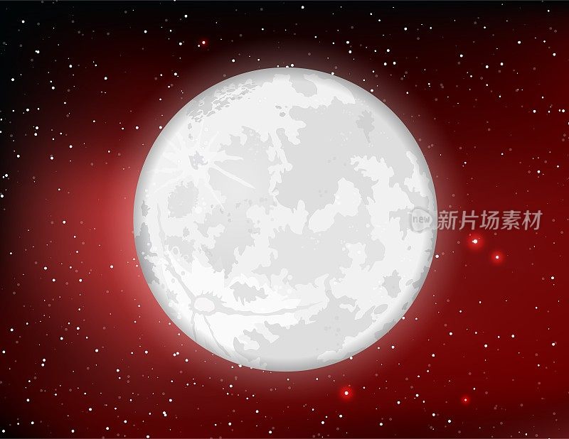 红色天空中的月亮或行星。