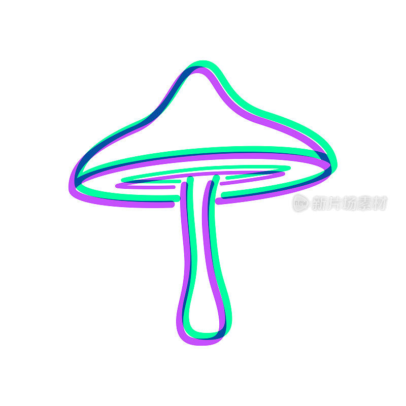 蘑菇。图标与两种颜色叠加在白色背景上