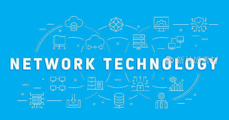 网页、标题、小册子、年报及书籍封面的网络技术相关线条风格横幅设计