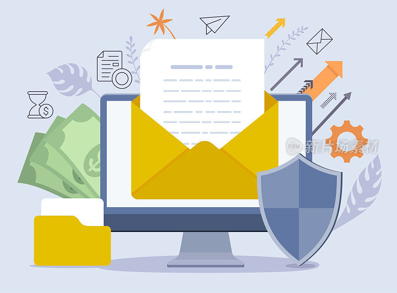 电子邮件营销概念。在线业务策略。