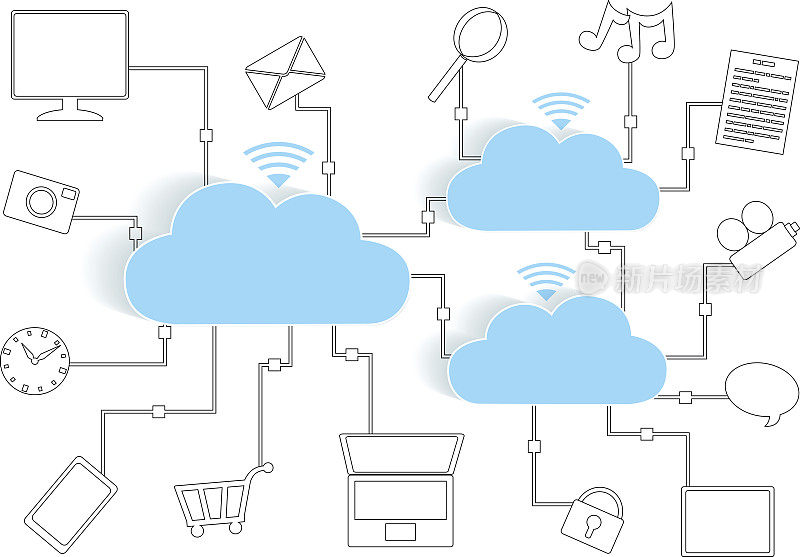 云计算剪纸图标BYOD设备网络