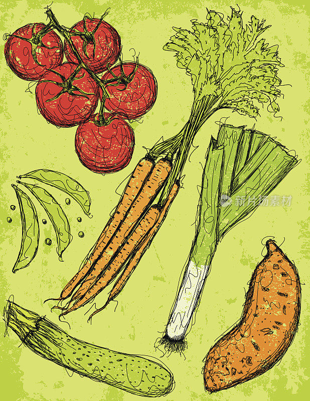 带纹理的蔬菜示意图