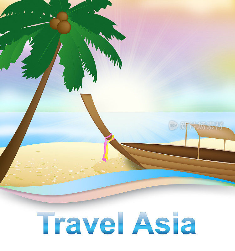 旅游亚洲海滩指示旅游旅程3d插图