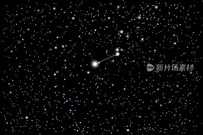 矢量插图的星座小犬座(较小的狗)在一个星空黑色的背景。